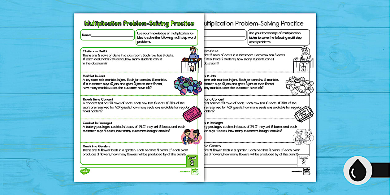 Multiplication Problem Solving Practice (Level 2) - Twinkl