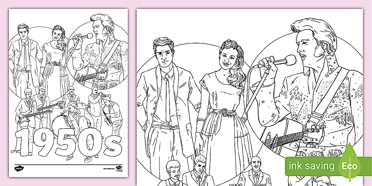 1950s Colouring Page