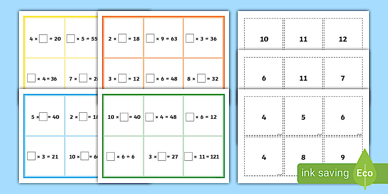 Missing number multiplication bingo teacher made twinkl