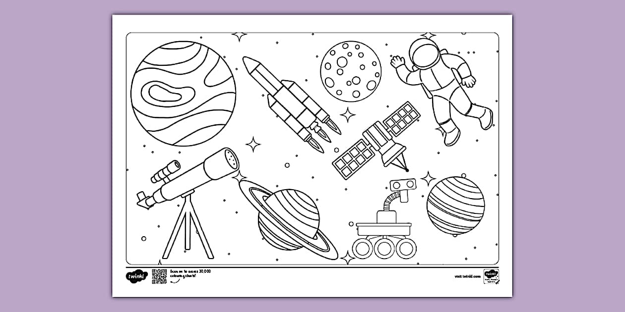 SpaceThemed Colouring Page (professor feito) Twinkl
