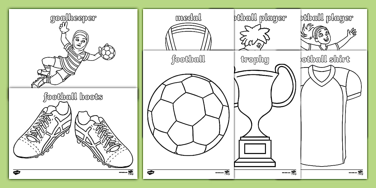 Football Picture And Word Colouring Sheets Twinkl