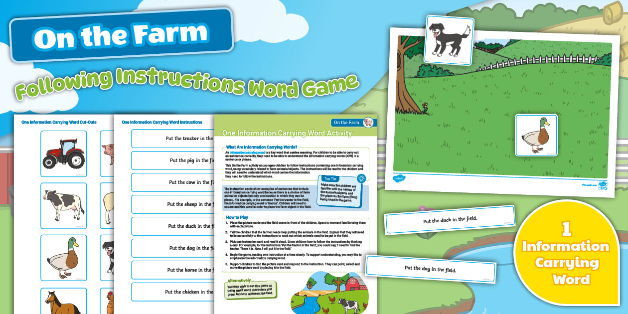 On the Farm Instructions: 1 Information Carrying Word