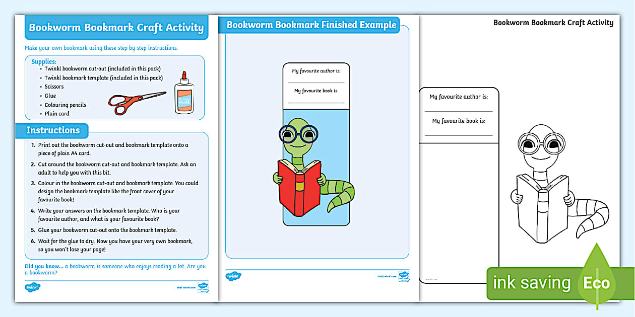 Bookworm Bookmark Craft Activity | Twinkl | Reading | KS1