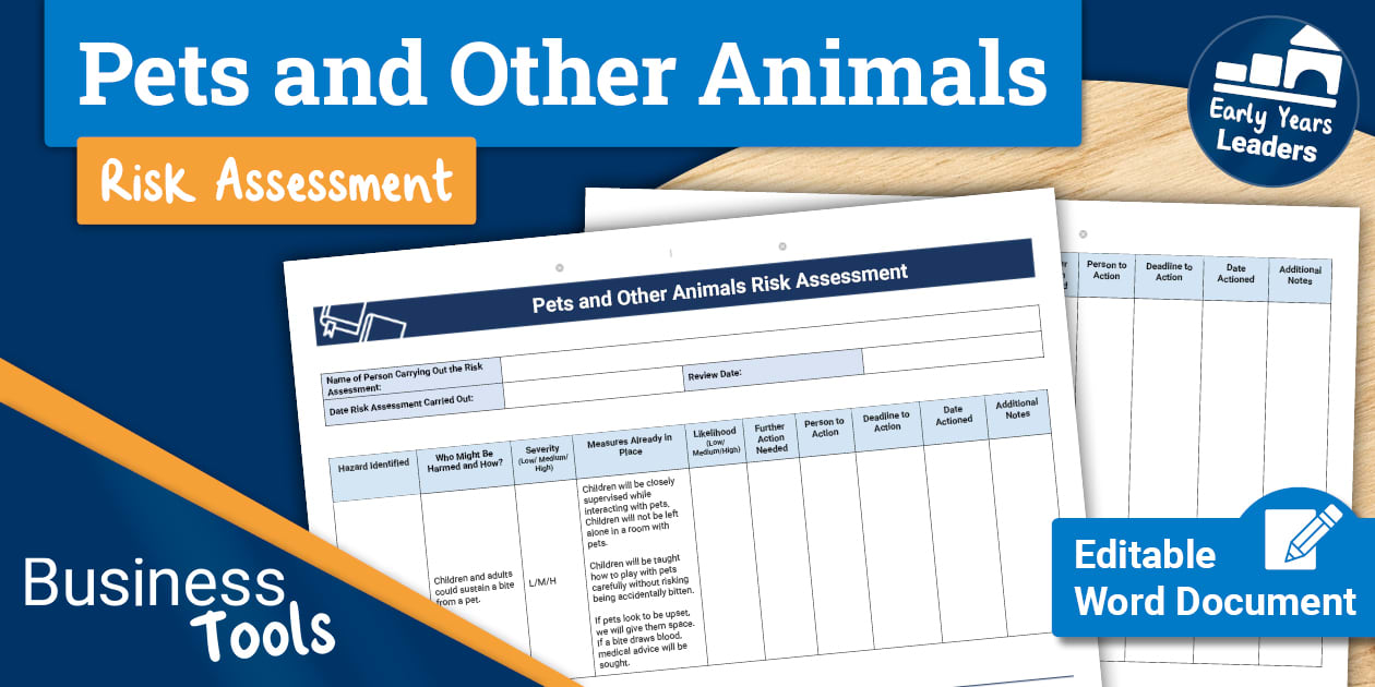 Pets and Other Animals Risk Assessment | Early Years