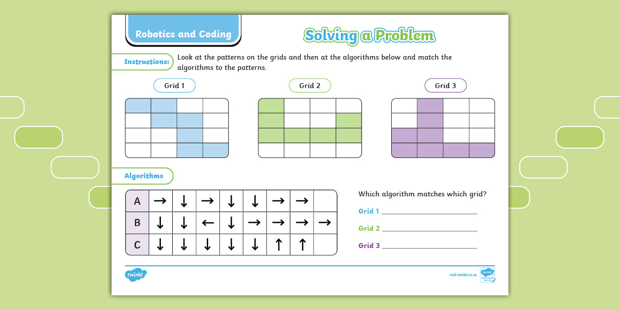 Robotics and Coding Match the Algorithm to the Grid Pattern