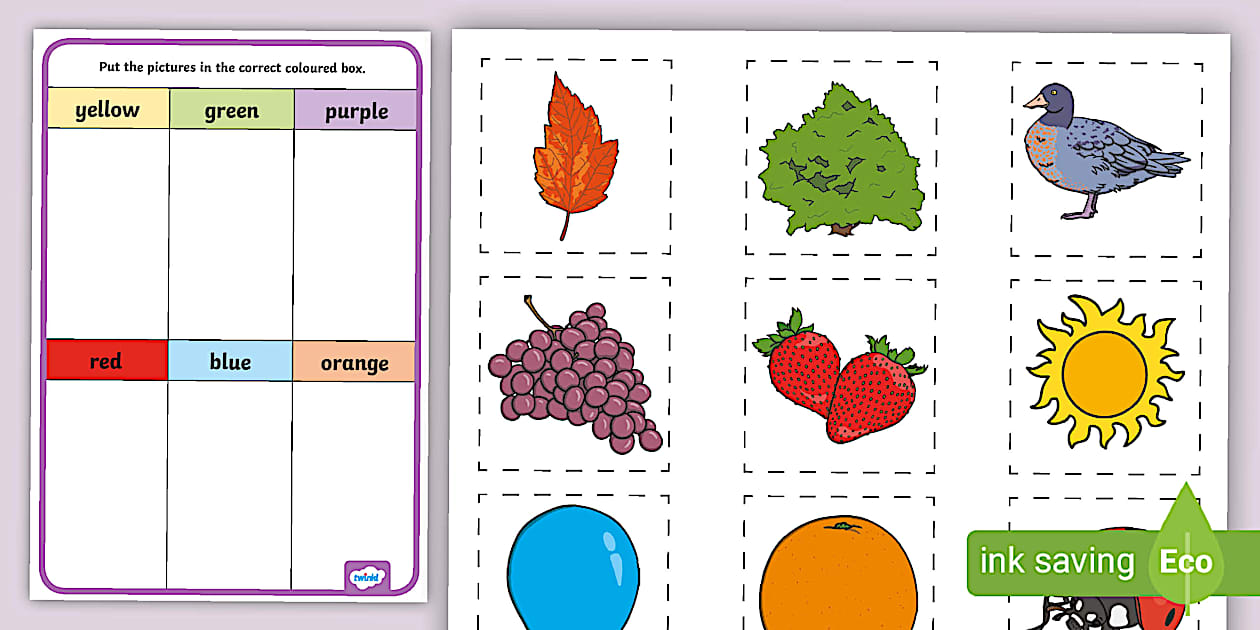 Colour Sorting Activity Sheet (teacher made) - Twinkl