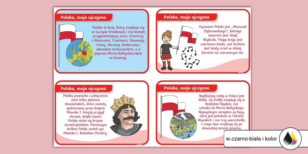 Polska, moja ojczyzna | Wklejki do zeszytu (teacher made)