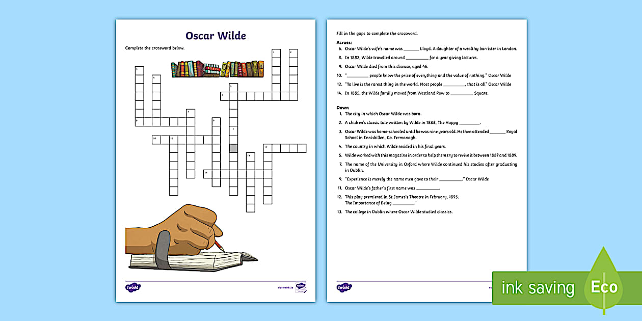 Oscar Wilde Crossword Twinkl
