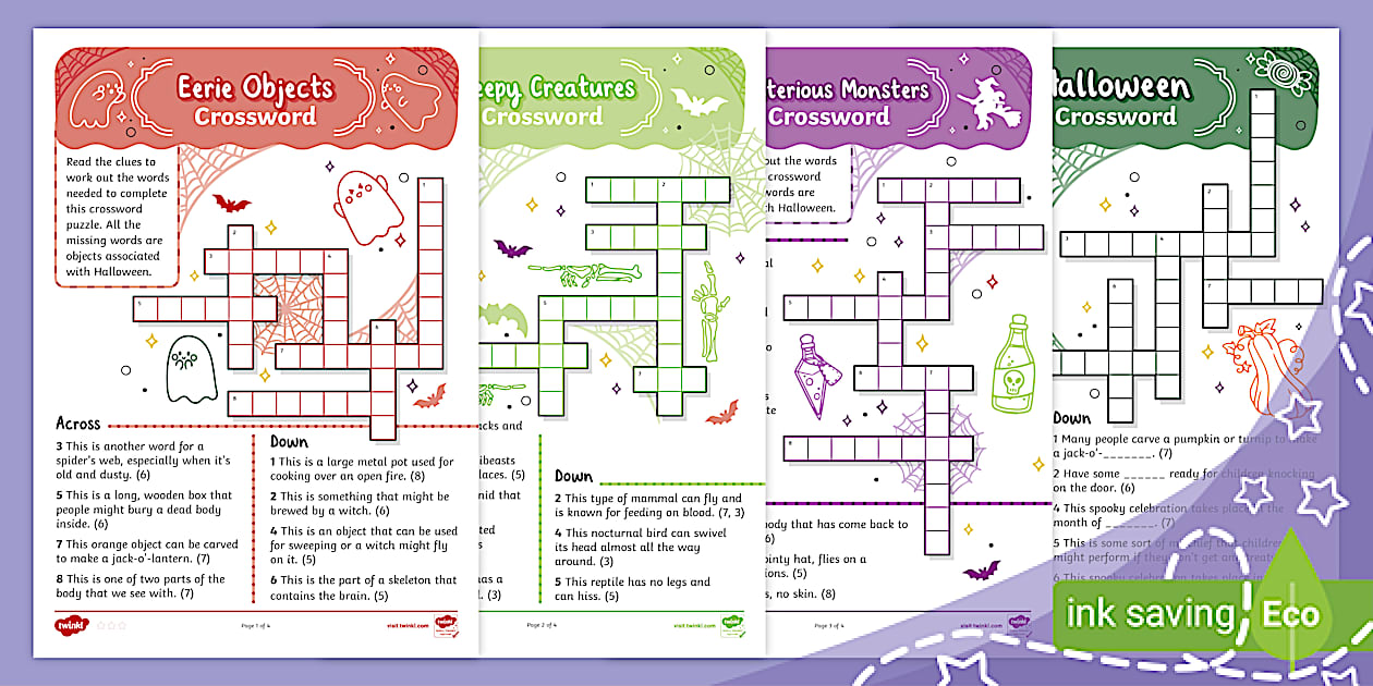 Halloween Crossword Puzzles (Ages 5 7) (teacher made)
