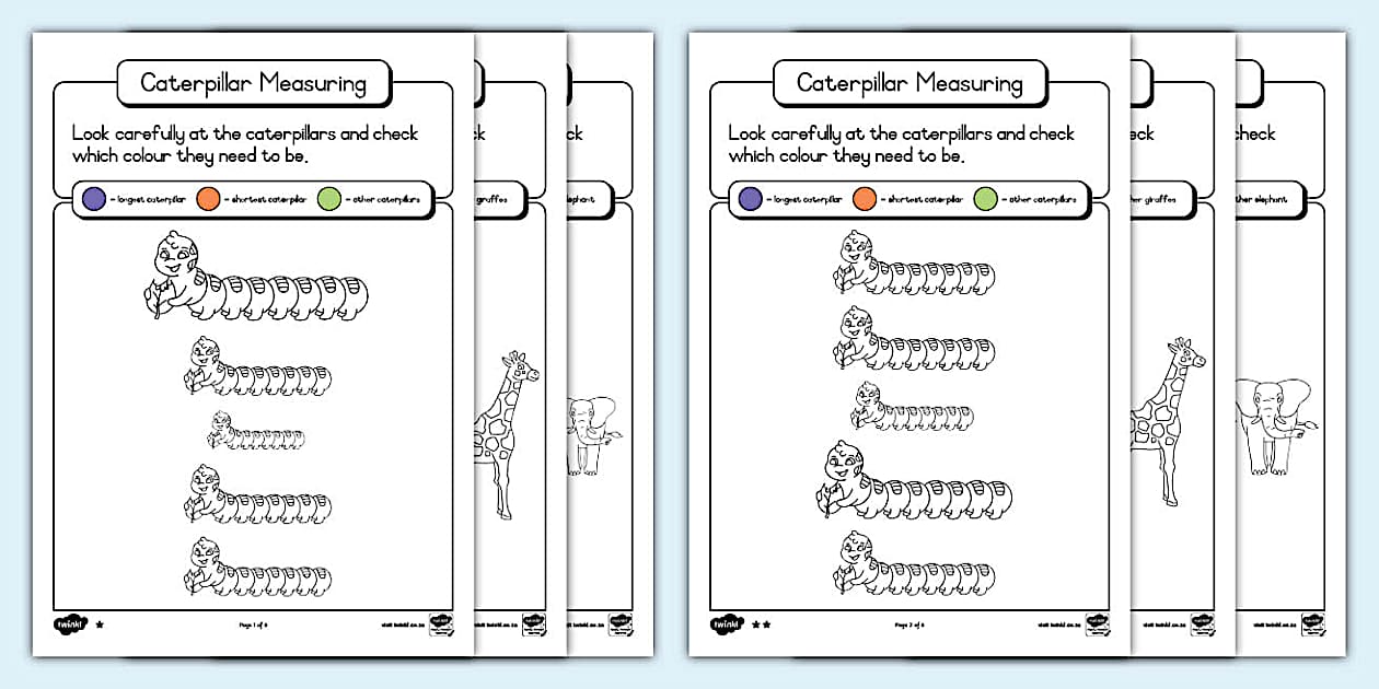 Grade R Maths Worksheet Longer Or Shorter CAPS Aligned 