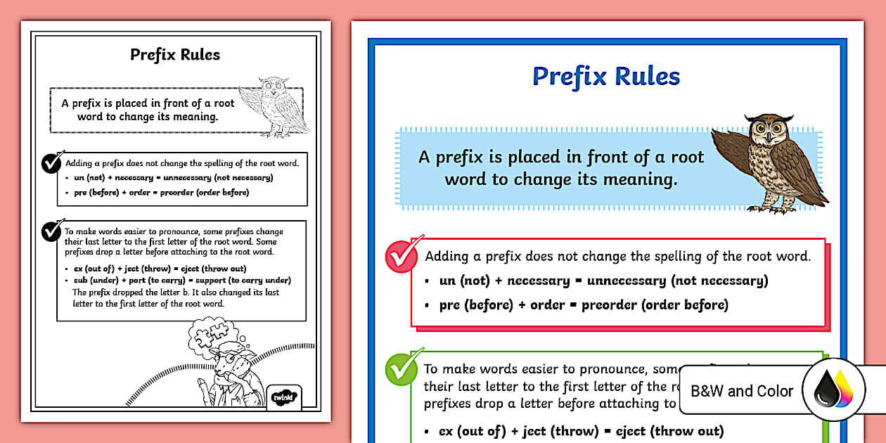 Prefix Rules Poster for 6th-8th Grade