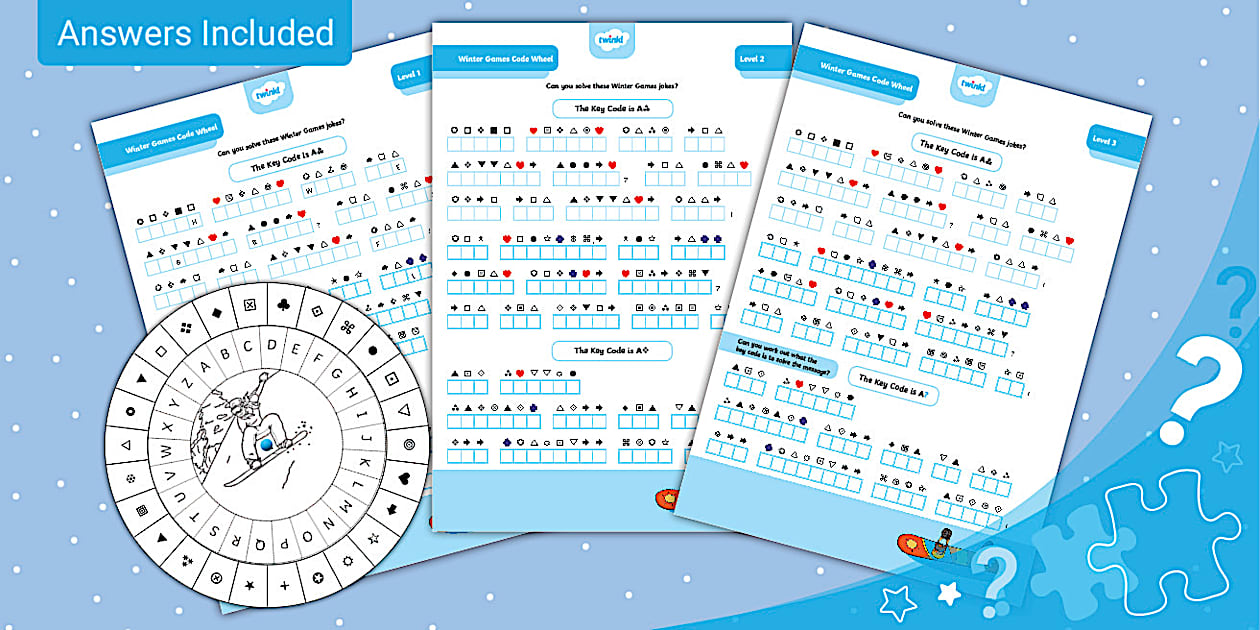 Winter Games Secret Code Wheel - AL - Twinkl Puzzled