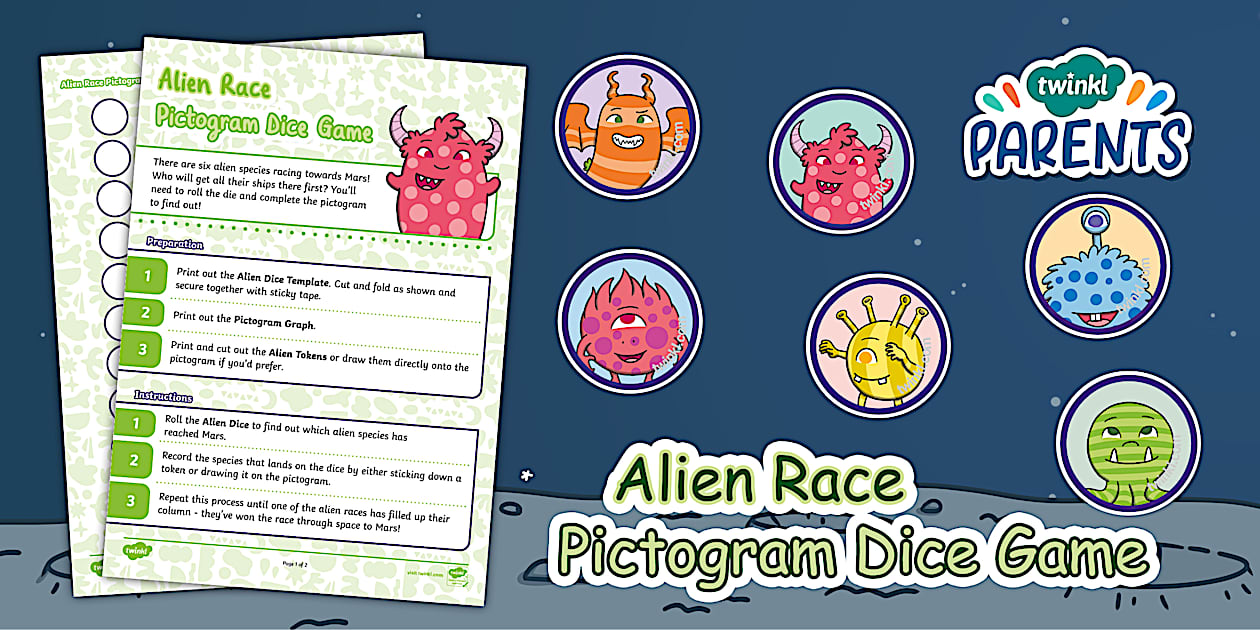 👉 Alien Race Pictogram Dice Game
