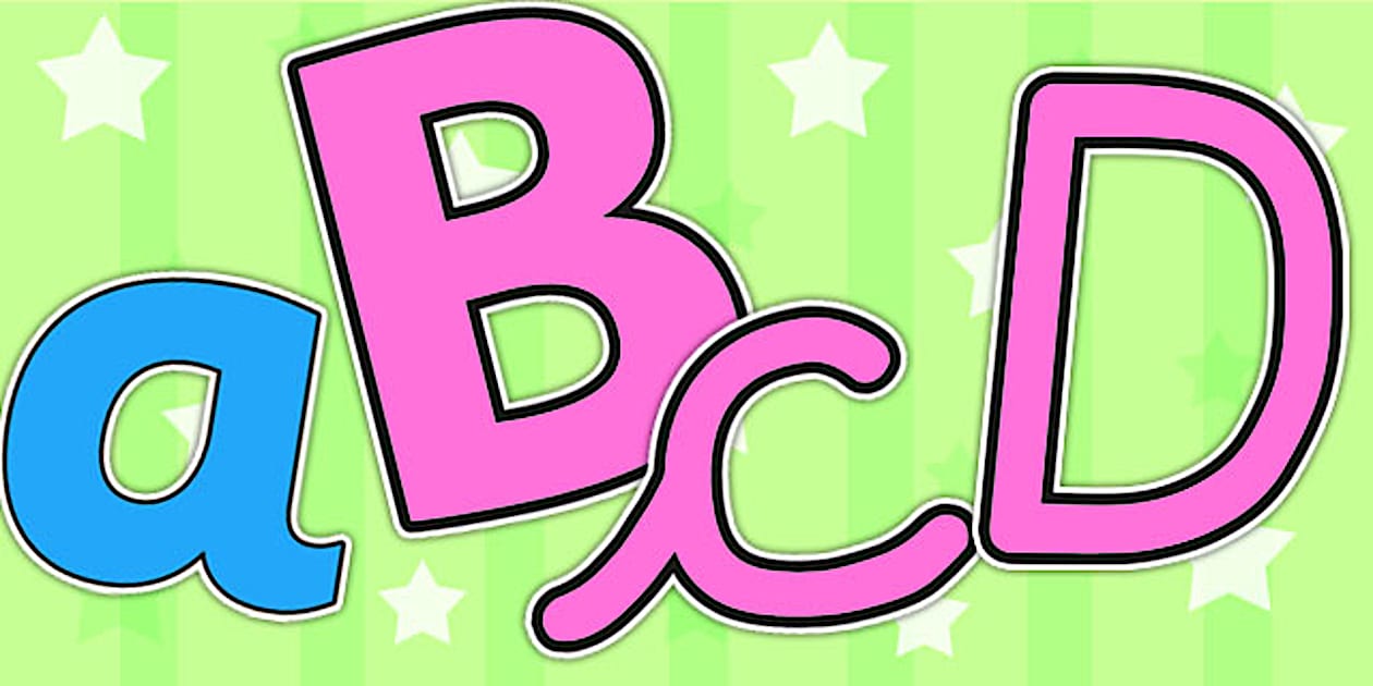 Cursive Consonant Vowel Colour Coded Pink and Blue Display Lettering