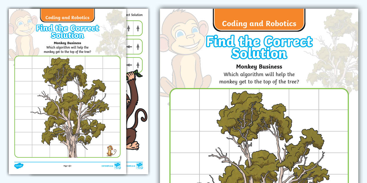 Robotics and Coding Algorithms Monkey Business - Twinkl