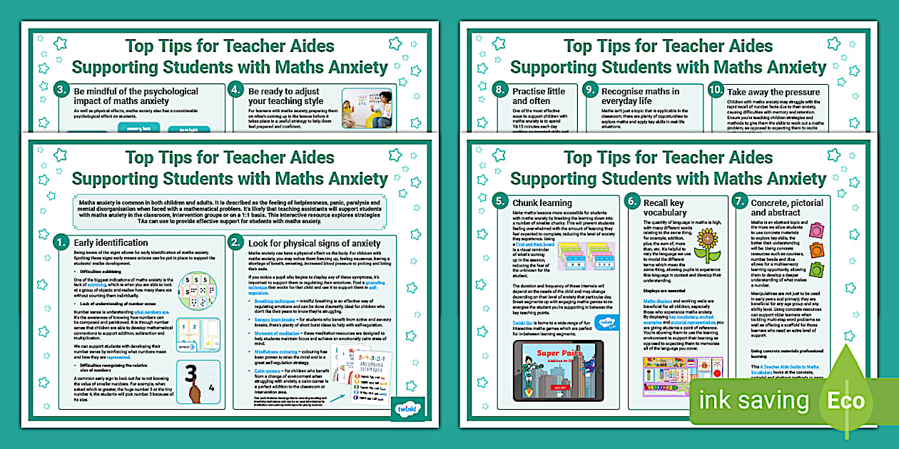 Maths Anxiety Strategies | Teacher Aide Resource | Australia