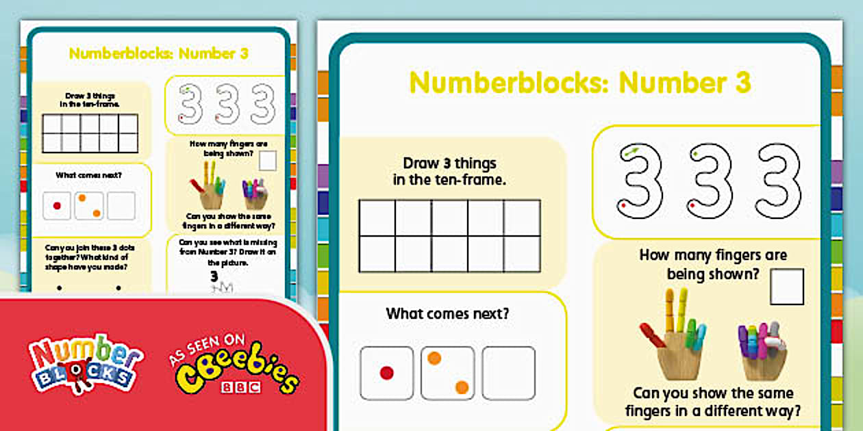 👉 Numberblocks: Everybody Look at Three Worksheet