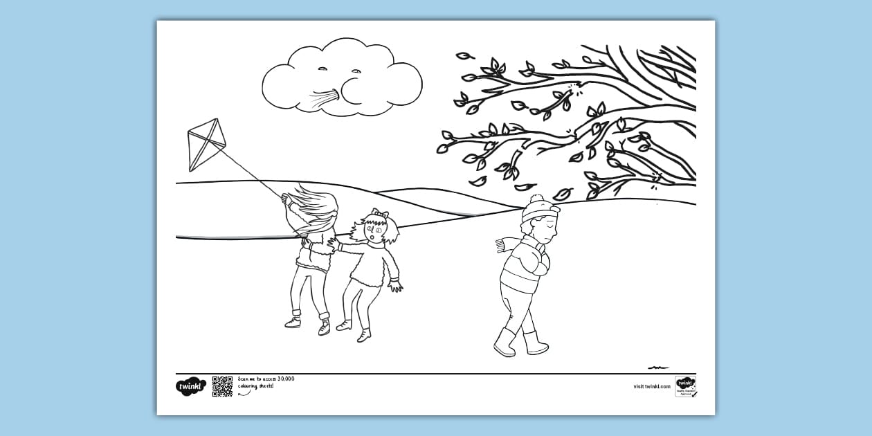 Windy Day Colouring (teacher made) - Twinkl
