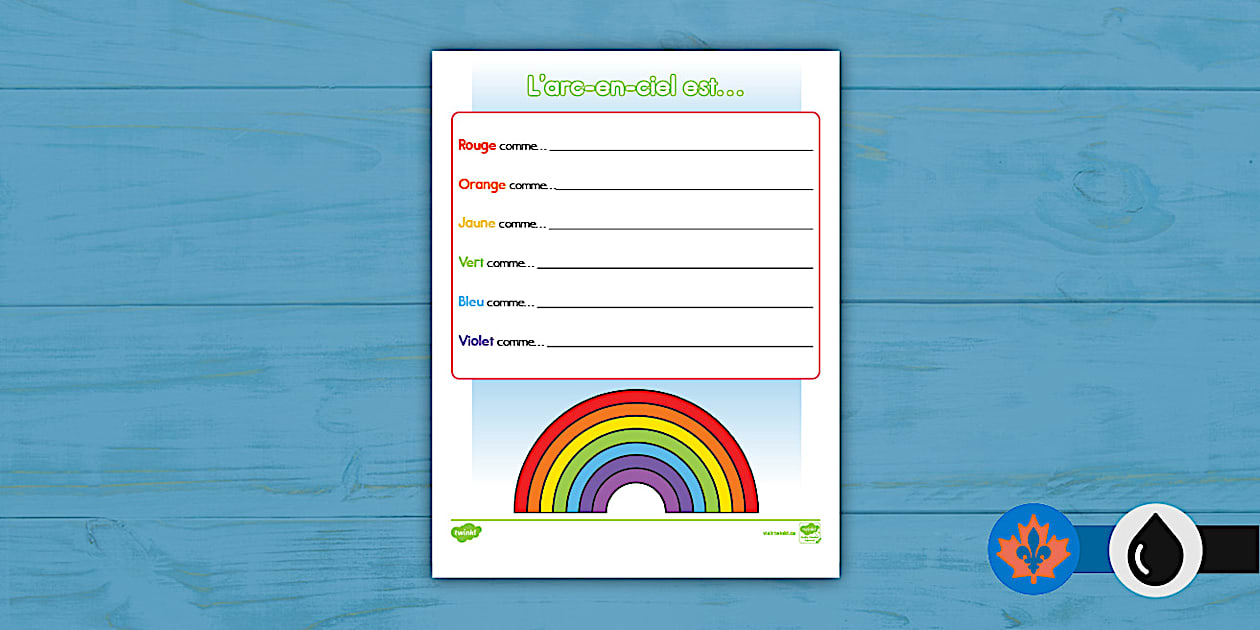 Colours of the Rainbow Writing Worksheet - French