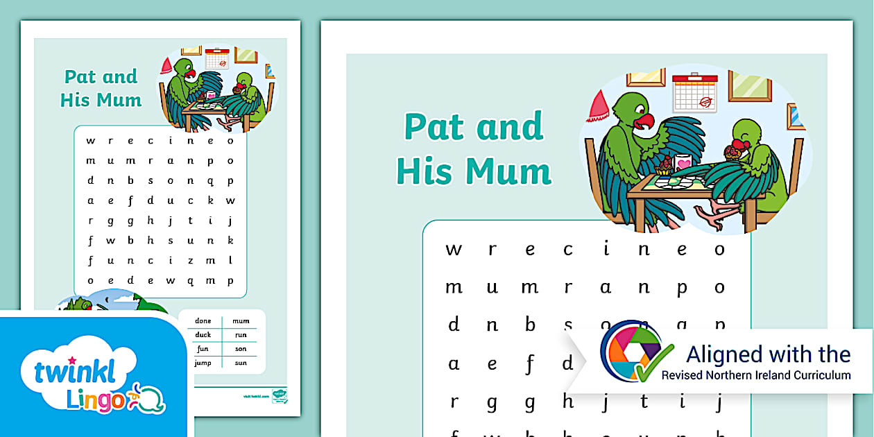 Pat and His Mum Phase 2 'u' Word Search (teacher made)