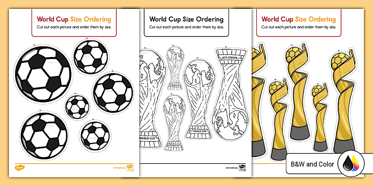 World Cup Size Ordering Worksheet (teacher made) - Twinkl