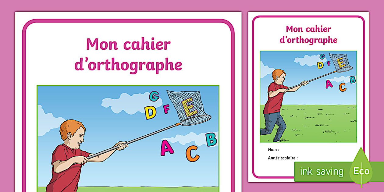 Couverture de cahier : Cahier d'orthographe - Twinkl