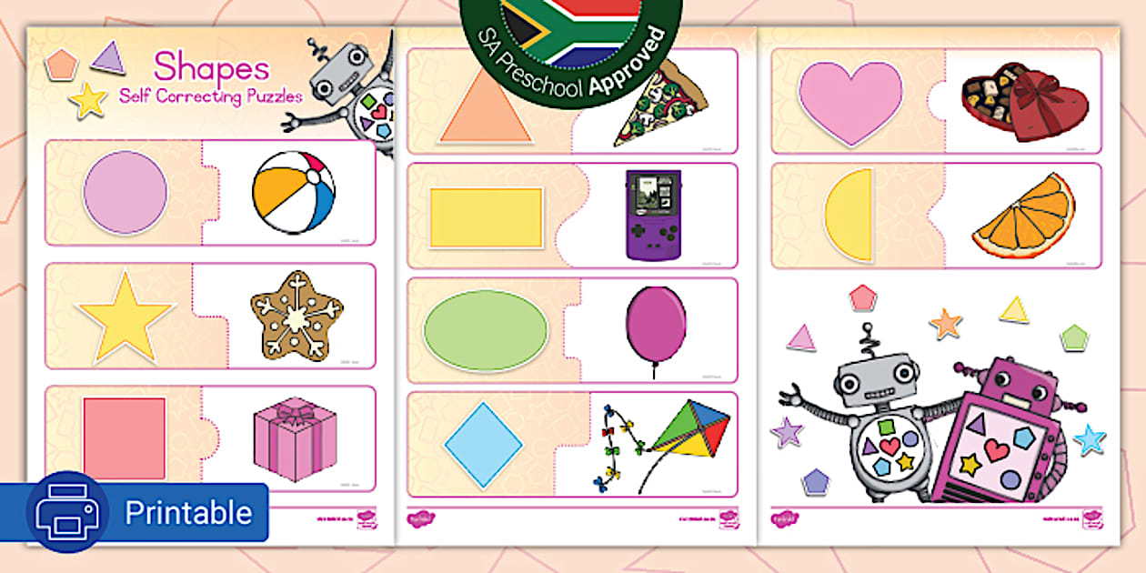 Shapes Self Correcting Puzzles (teacher made) - Twinkl