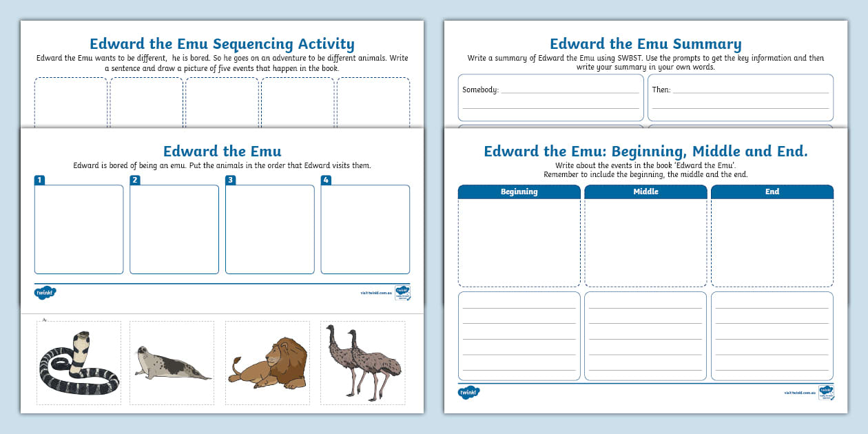 Sequencing Activities for #39 Edward the Emu #39 (profesor hizo)