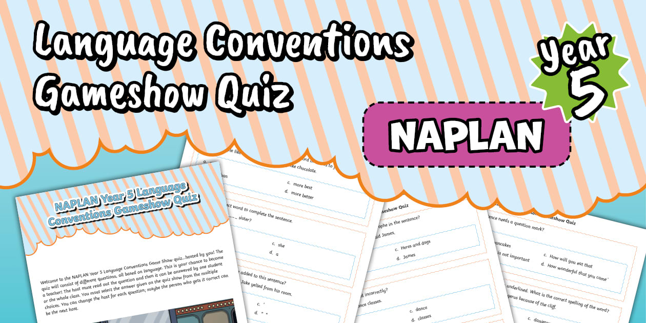 Year 5 NAPLAN Language Conventions Quiz