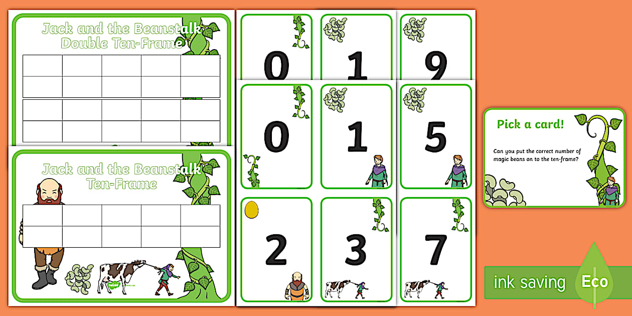 Editable Jack and the Beanstalk Ten-Frame Counting Activity Pack