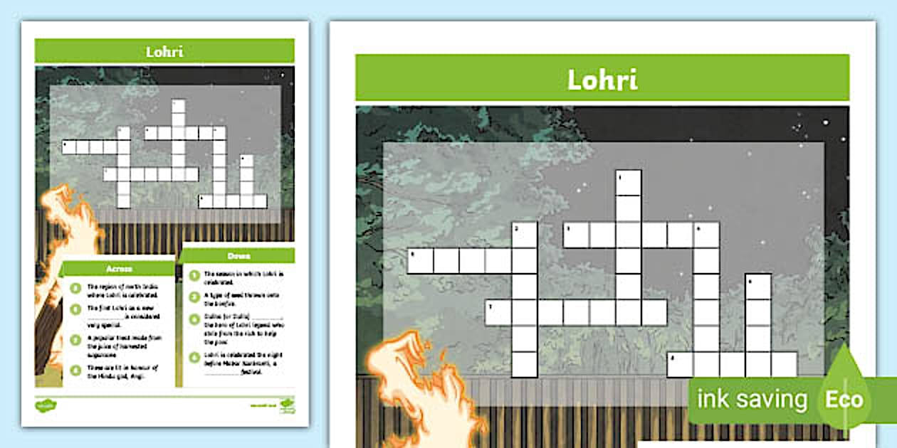 Lohri Crossword KS2 Twinkl Celebrations and Festivals