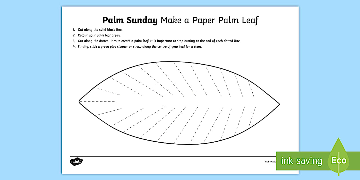 Paper Palm Sunday Leaf template Craft Resources Twinkl