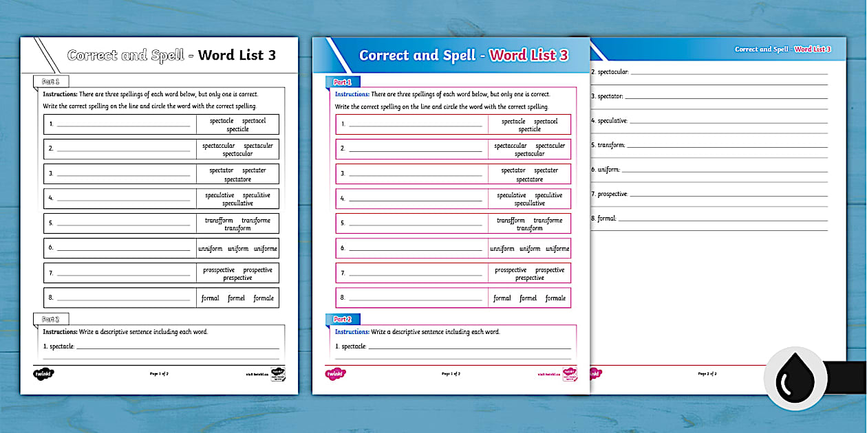 Grade 6 Spelling Word List Worksheet 3 (professor feito)