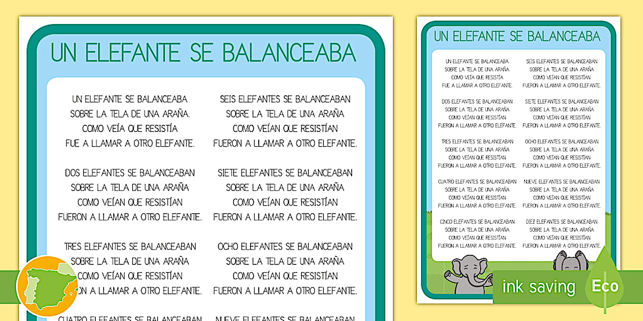 Póster DIN A4: Un elefante se balanceaba 1-10
