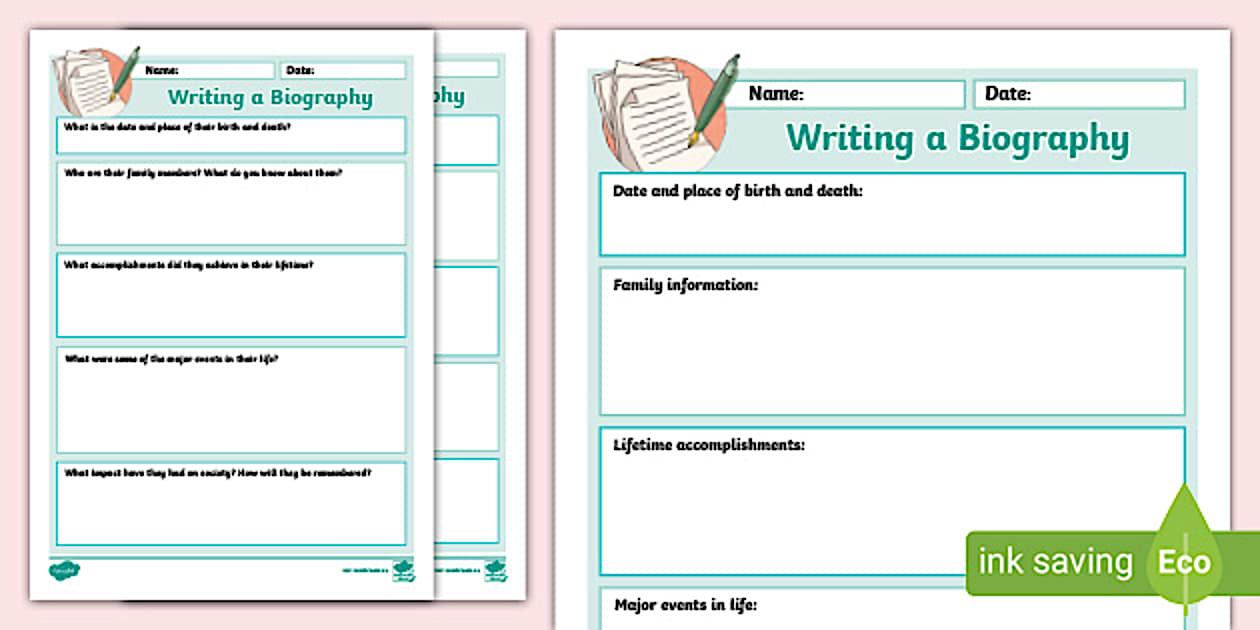 Biography Outline Template Twinkl Resources (teacher made)