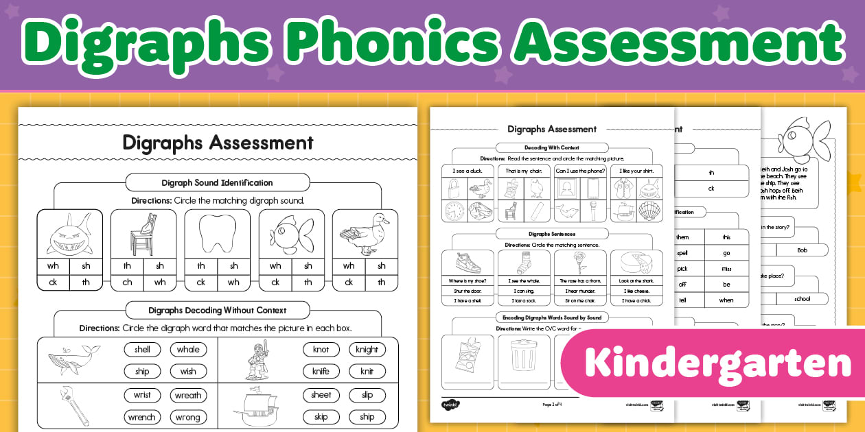 Kindergarten Digraphs Phonics Assessment (Teacher Made)