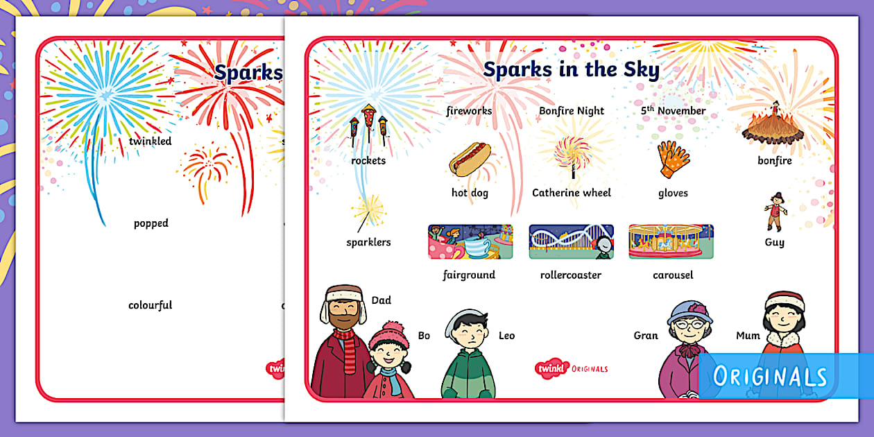 Sparks in the Sky Word Mat (teacher made) - Twinkl