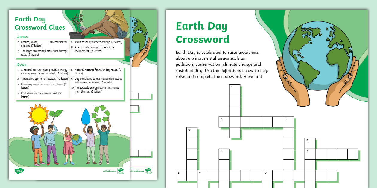 Earth Day Crossword (teacher made) Twinkl