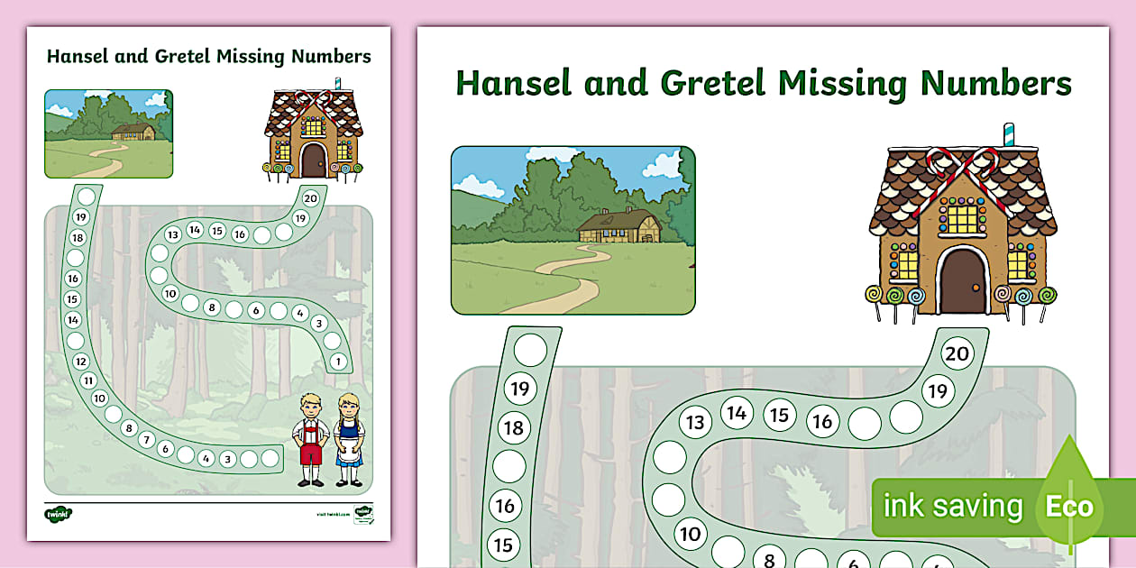 Hansel and Gretel Missing Number Path Worksheet - missing number