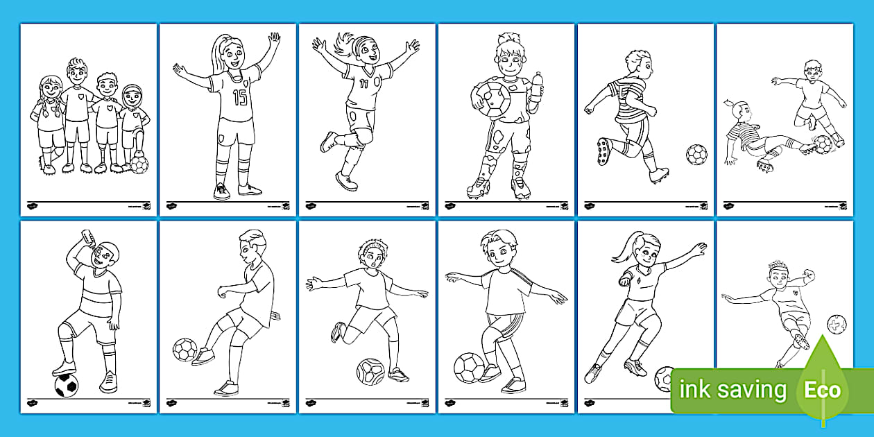 Hojas para colorear jugadores de fútbol Twinkl