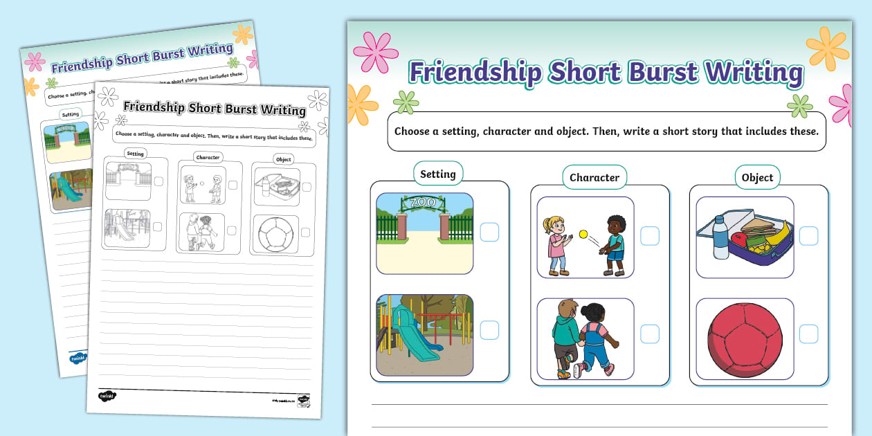 Friendship Short Burst Writing Template - Twinkl