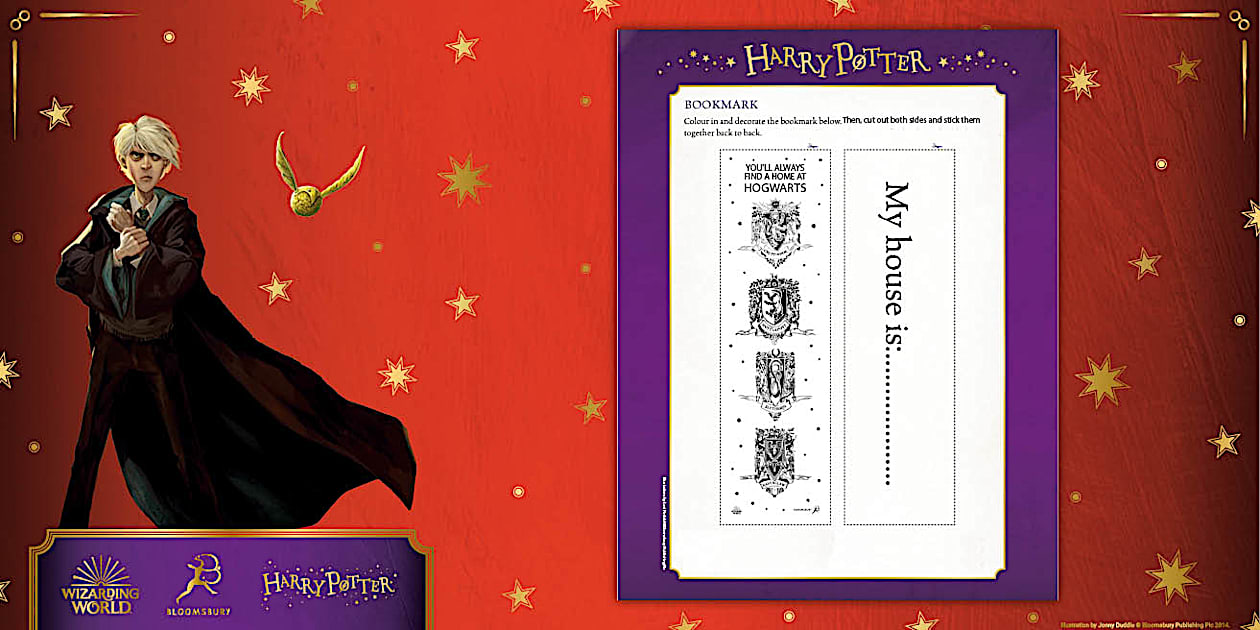 FREE Harry Potter: Create Your Own Bookmark Worksheet Ages 7 11