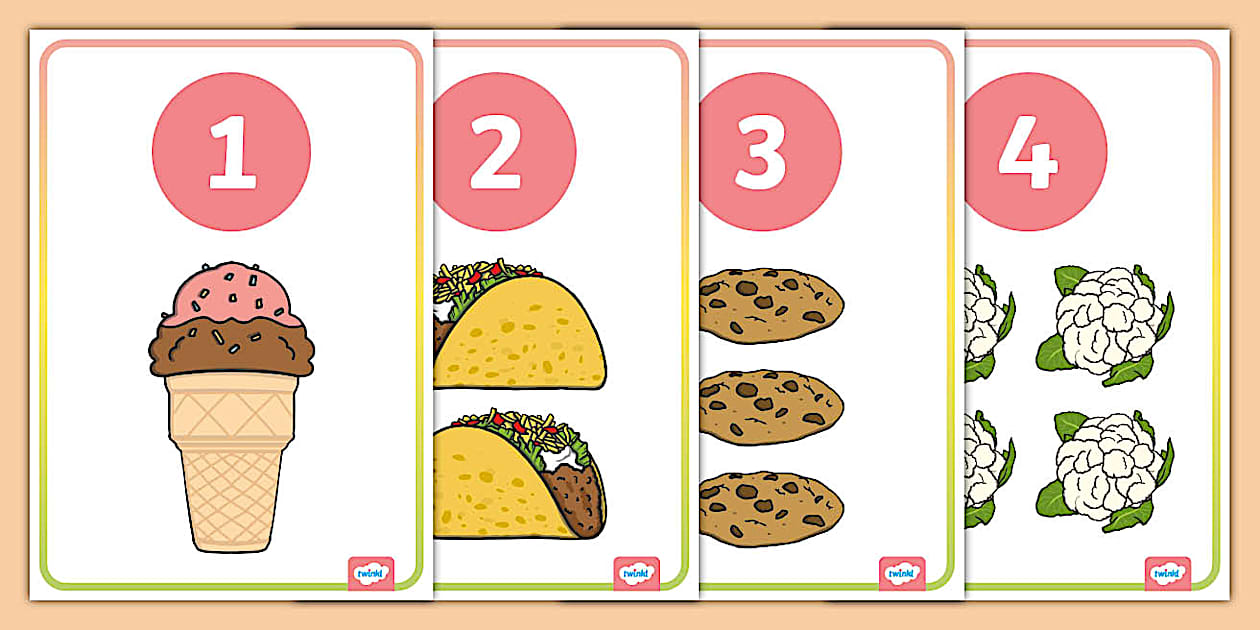 Food Number Flash Cards 1 - 20