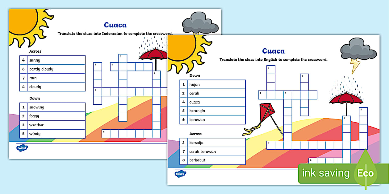 Weather Crossword Indonesian