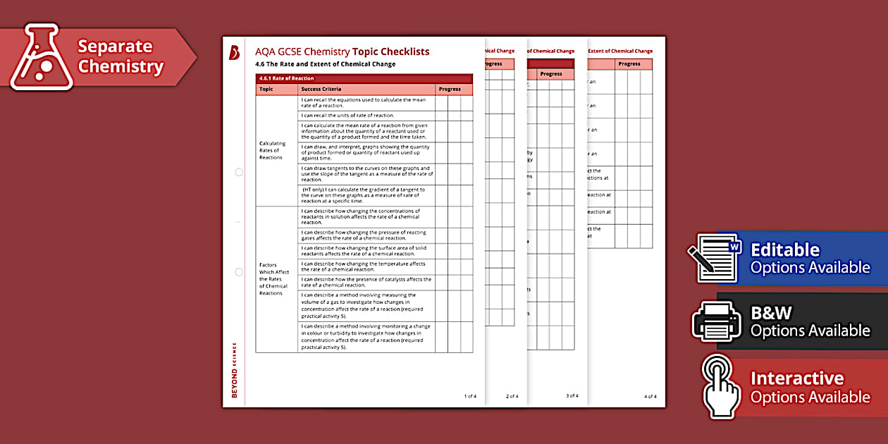 The Rate of Chemical Change Checklist | AQA GCSE Chemistry