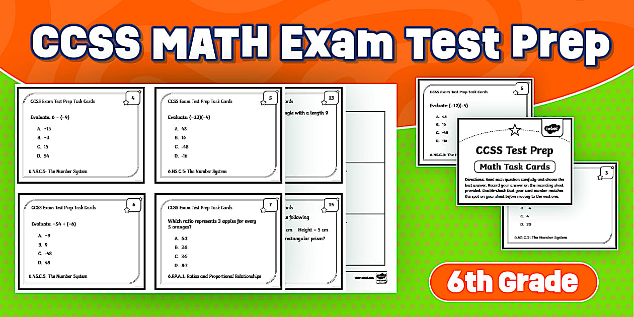Sixth Grade Math Task Cards | CCSS Test Prep
