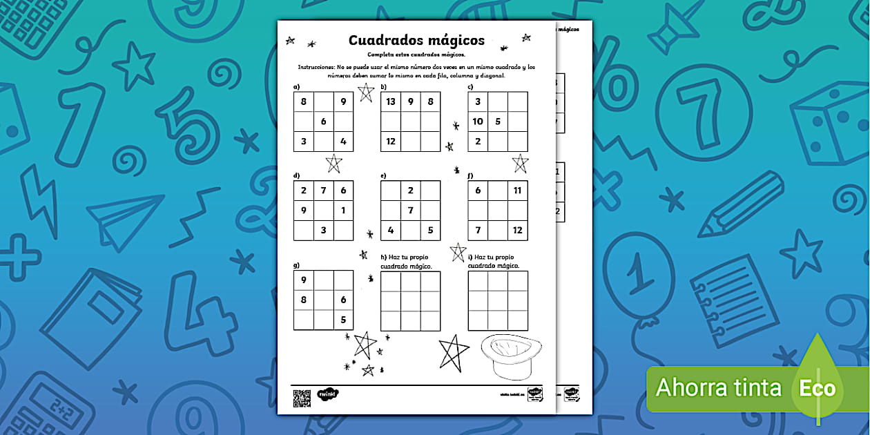 Ficha de actividad: Cuadrados mágicos - Twinkl