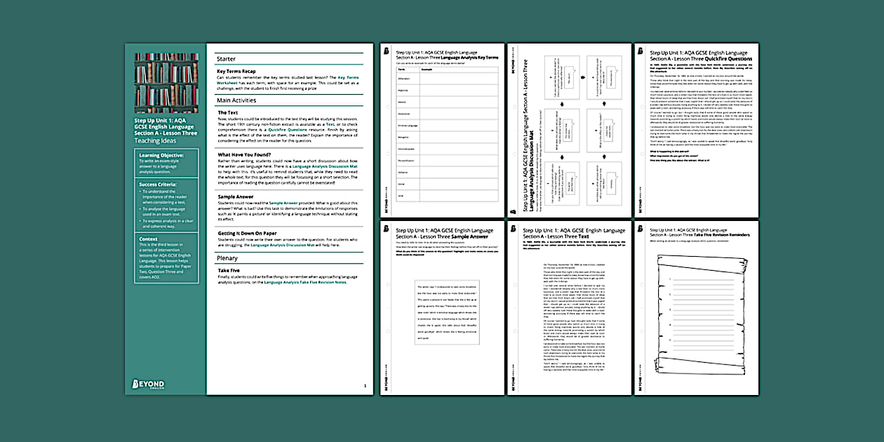 Editable AQA GCSE English Language Intervention Lesson 3
