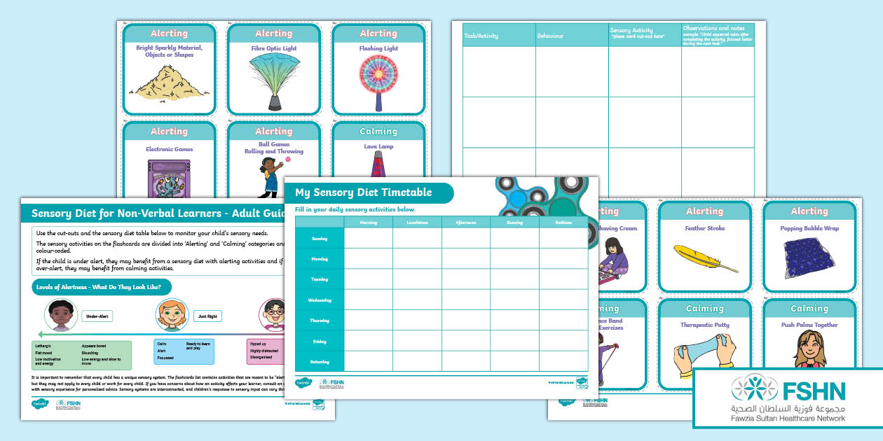 FREE Sensory Diet Template for Non Verbal Learners FSHN Resource