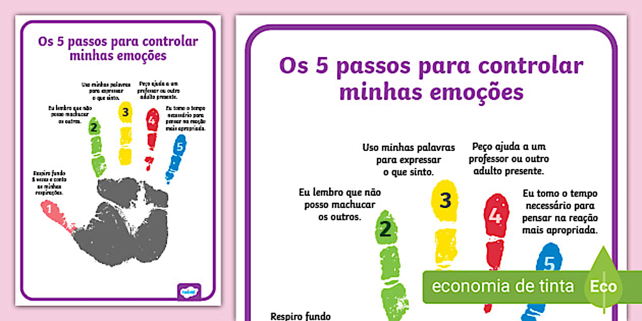 Pôster: 5 passos para controlar as emoções | Twinkl